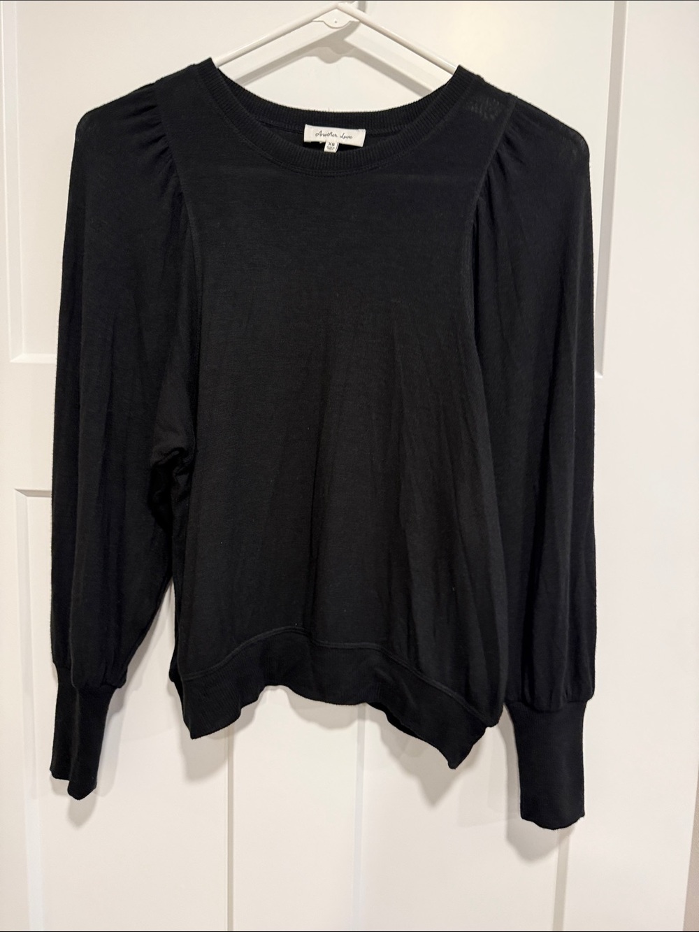 Another Love Black Puff Sleeve Lightweight Sweatshirt Top XS